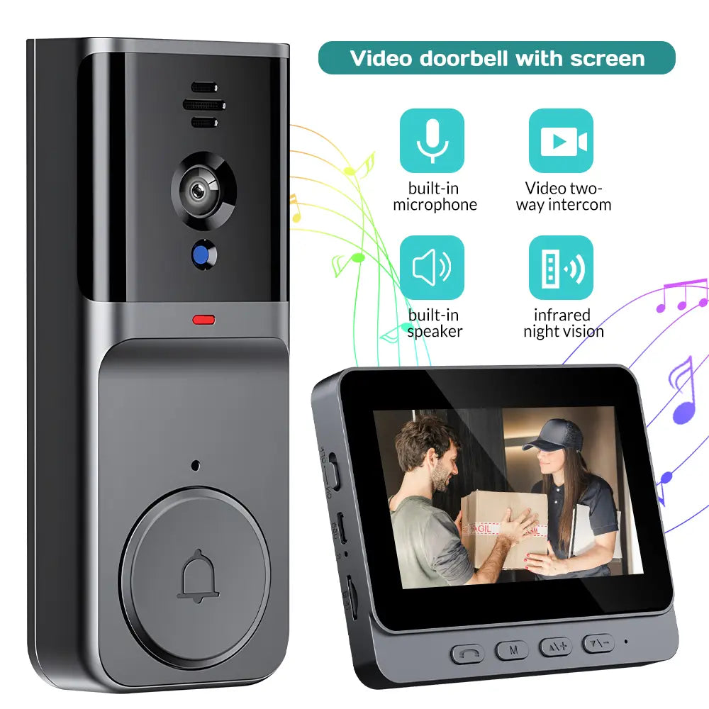 【Summervibes】X8 Wireless Rechargeable Smart Visual Doorbell Camera, Home Security Device with Night Vision, 2-Way Talk, Waterproof Sensor Alarm, Video Intercom & Privacy Protection