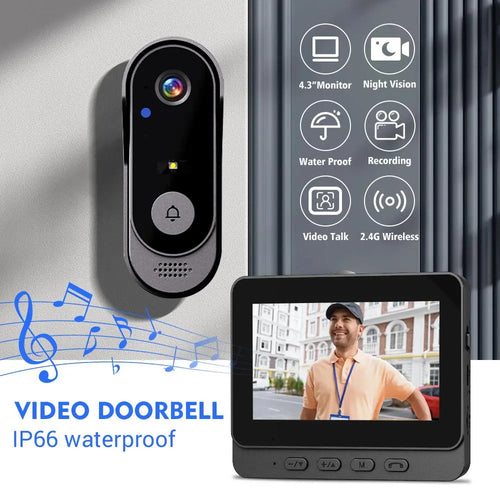 【Summervibes】X8 Wireless Rechargeable Smart Visual Doorbell Camera, Home Security Device with Night Vision, 2-Way Talk, Waterproof Sensor Alarm, Video Intercom & Privacy Protection