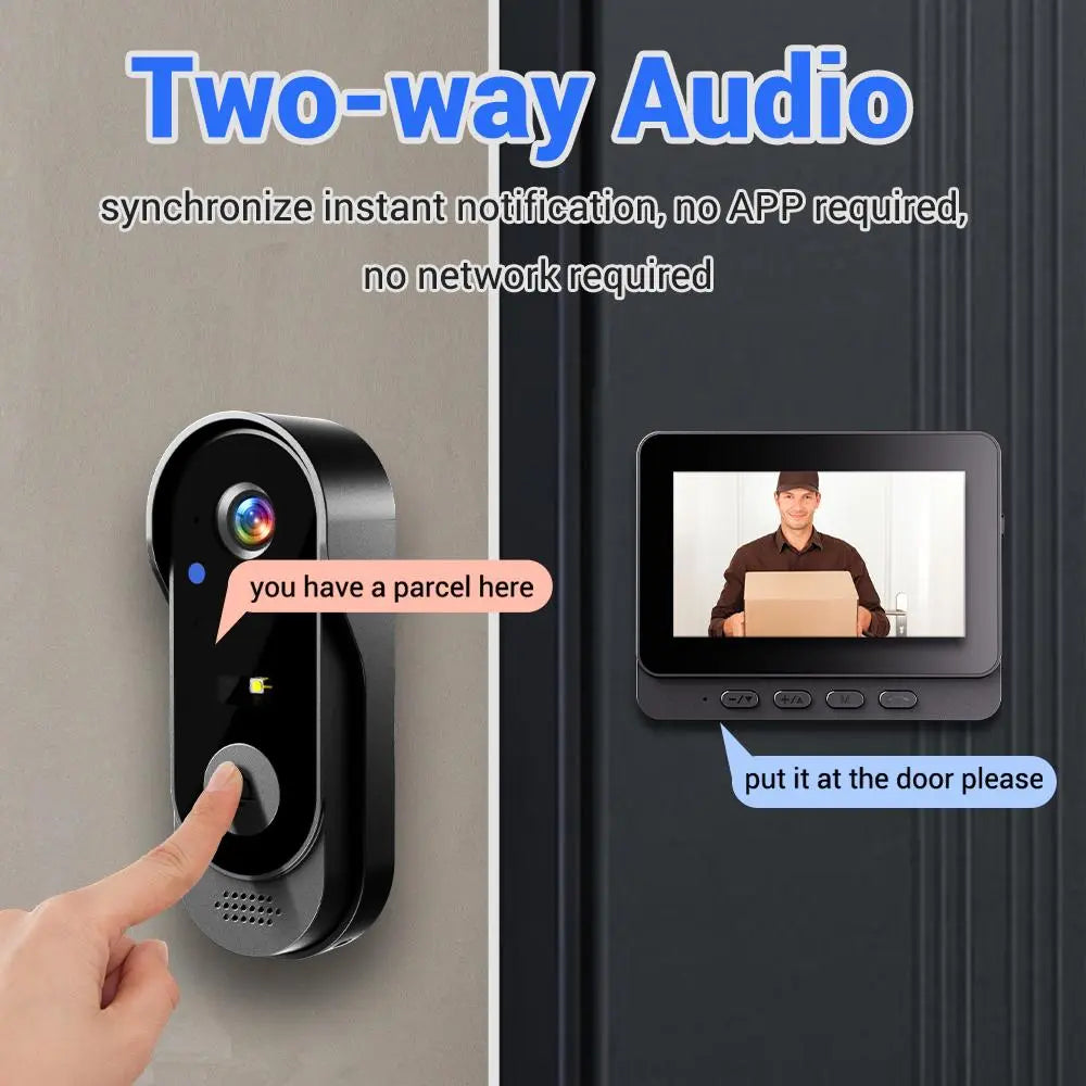 【Summervibes】X8 Wireless Rechargeable Smart Visual Doorbell Camera, Home Security Device with Night Vision, 2-Way Talk, Waterproof Sensor Alarm, Video Intercom & Privacy Protection