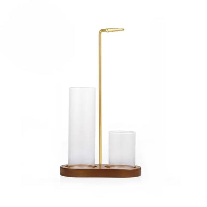 2-In-1 Multi-Functional Incense-Candle Holder with Wooden Base, Bakhoor Burner with Removable Glass Ash Collector, Soothing Aromatherapy Decorative Indoor Piece for Home Users, Relaxing Gift (Wood & Glass), Room Scents