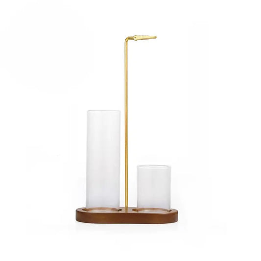 2-In-1 Multi-Functional Incense-Candle Holder with Wooden Base, Bakhoor Burner with Removable Glass Ash Collector, Soothing Aromatherapy Decorative Indoor Piece for Home Users, Relaxing Gift (Wood & Glass), Room Scents